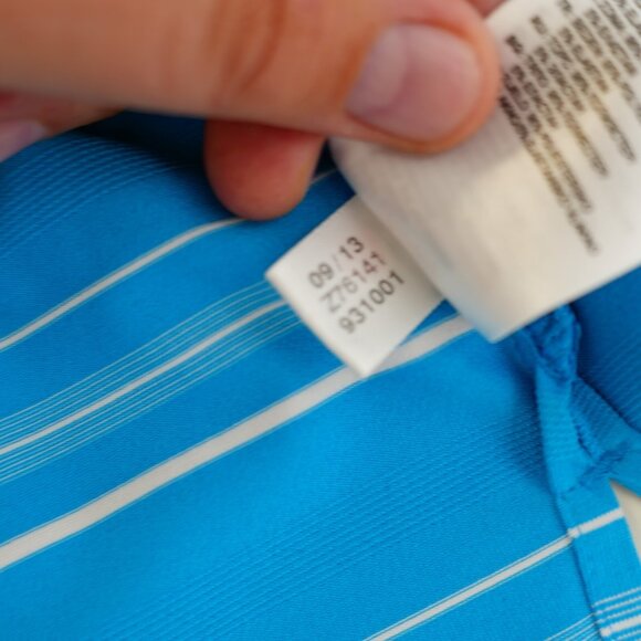 Adidas Puremotion Teal Striped Large Collared Polo Shirt‎ Short Sleeve Polyester - Picture 11 of 12